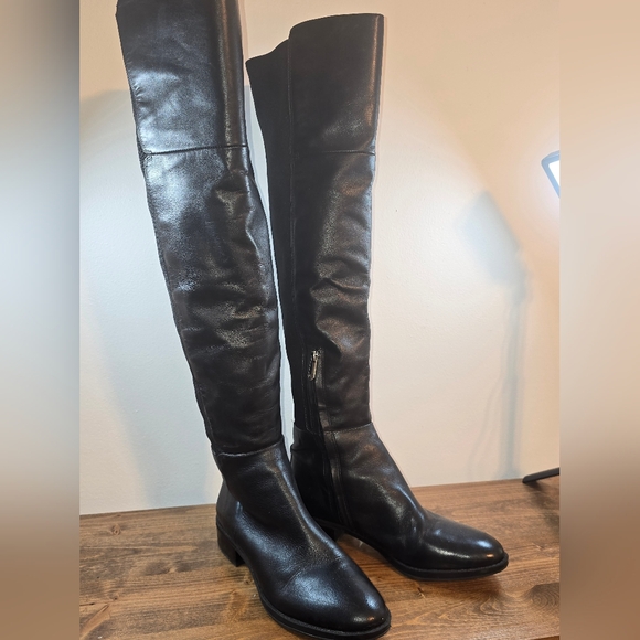 ๐คฉHost Pickโค๏ธSam Edelman Pam Over The Knee Black Leather Boots Women's 6.5 - Picture 2 of 12